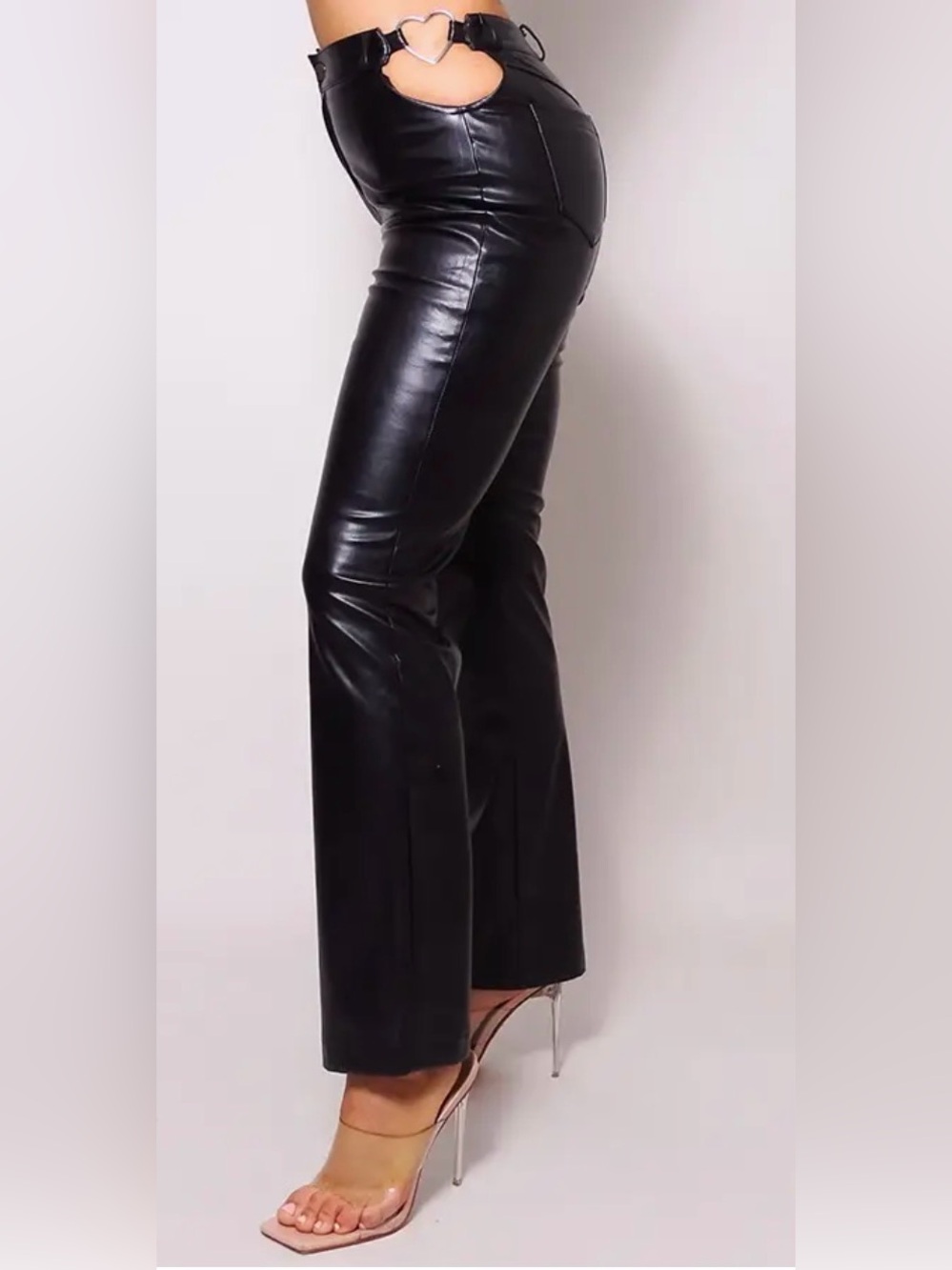 Heart Wave Y2K Black Faux Leather Pants Size Large NWOT
